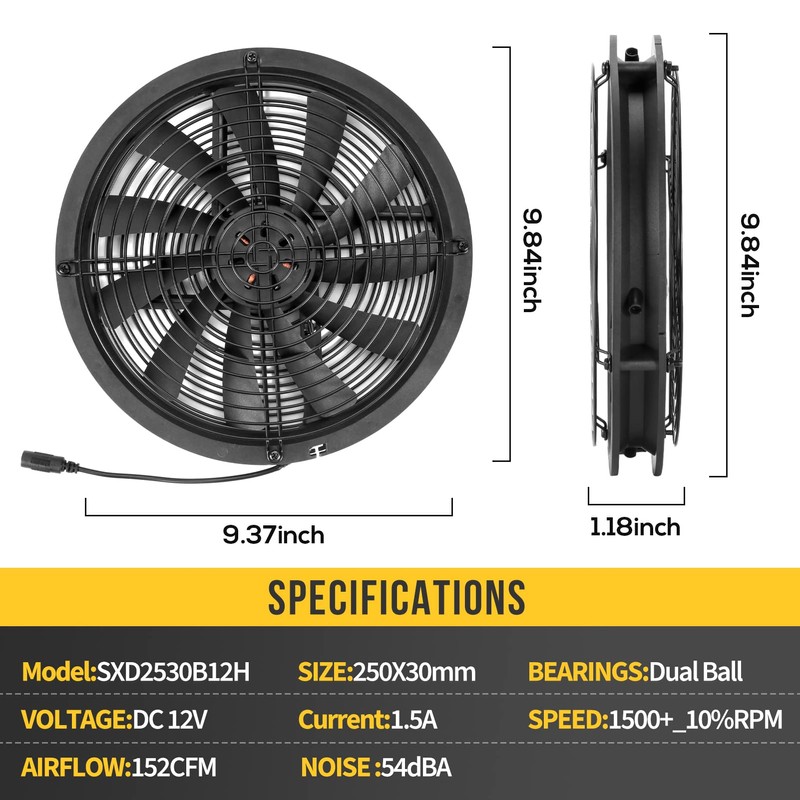 SXDOOL 250mm 25cm 10" Large Air Flow Cooling Fan,250X30mm AC
