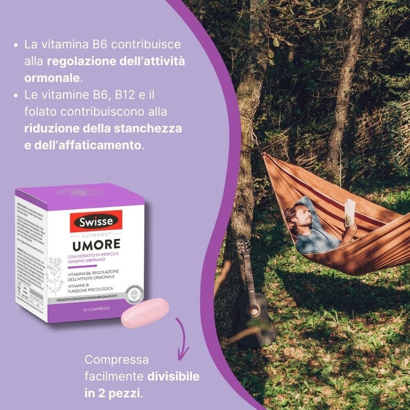 SWISSE Umore-Integratori con Vitamina B12 per Stanchezza e Supporto a