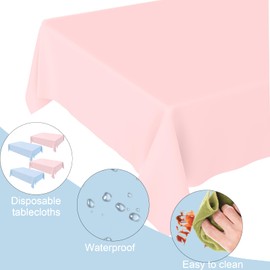 JCTHKUKU 2 Pack Gender Reveal Plastic Tablecloths, 54" x 108" Disposable Rectangle Pink and Blue Tablecloth, Party Supplies Table Covers for Boy or Girl Gender Reveal Baby Shower Birthday Party Decor
