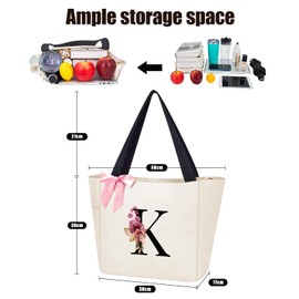 Vavabox Women's A-Z Zip Shoulder Bag, Gifts for Women, Brides and Bridesmaids, Work, Travel, Shopping, School, beige, K