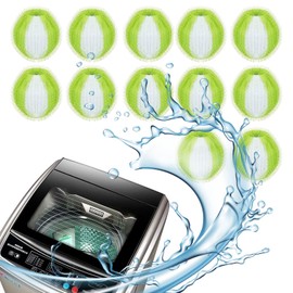 12 Lint Balls for Washing Machine, Hair Remover, Pet Hair, Reusable Lint Ball for Washing Machine, for Removing Fur in Dry, Green