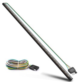 MICTUNING 60 inches Triple 504 LEDs Tailgate Strip Light Waterproof with 4-Way Flat Connector - 5 Functions Solid Amber Turn Signal, Red Brake Running, White Reverse Lights