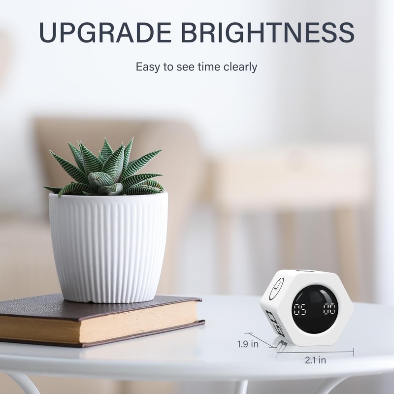Rotating Pomodoro Timer 5, 25, 10 30,60 Mins Preset Stopwatch,