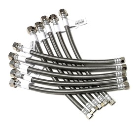 Faucet Water Supply Connector Line Braided Stainless Steel, Faucet Supply Line - 3/8 Female Compression Thread x 1/2 Female Iron Pipe Thread (3/8" Comp x 1/2" FIP) (10, 12 inch)