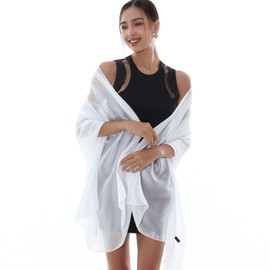 RIIQIICHY Stole Women's Festive Fur Evening Dress Chiffon Scarves Scarves Pashmina Shoulder Scarf Summer Wedding, White (white-2)