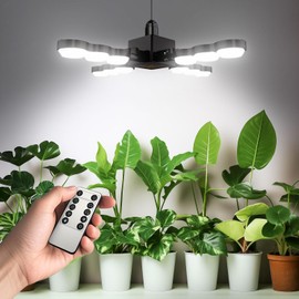 SANSI Grow Lights for Indoor Plants, Dimmable Full Spectrum LED Grow Lights with Remote Control, Auto On Off 4 8 12 Hrs Timer, 80W (800 Watt Equiv) Plant lights with Optical Lens for Indoor Greenhouse