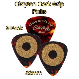 Clayton Cork Grip Standard Guitar Pick 3 Pack .63 mm