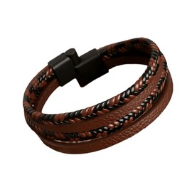 Leather bracelet - mens fasion - Stylish Magnetic Clasp Wristband with Braided Layers - Jewlery