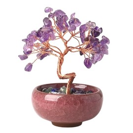 Crystal Tree - for Healing & Home Decor, Set of 4 Designs - Amethyst, Blue Quartz, Green Aventurine, Rose Quartz (Amethyst)