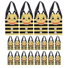LUOZZY 20 Pcs Bee Theme Gift Bags with Handles Cute Baby Shower Birthday Wedding Party Favors Treat Pouch for Sweets Decorations