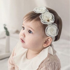 Asphinien Lace Headband, Soft Stretchy Fabric Baby Girls Headband, Boho Chic Lace Flower Design, Universal Size, Great Gift for Newborn Infant Accessories, Easy to Wear, White, Style 5