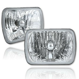 Octane Lighting 7X6 Inch 6000K HID Crystal Clear Glass/Metal Headlight H4 Light Bulb Headlamp Pair