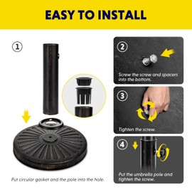 iPower 18.11" 30.86lbs Outdoor Umbrella Base Heavy Duty Round Stand for Poolside, Deck, Patio, Garden, Bronze