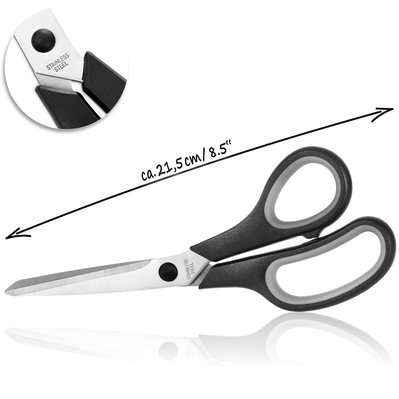 com-four® 3 x Scissors, Universal Scissors, Household Scissors, Kitchen Scissors,