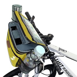 MeiMeSu Bike Handlebar Bag Bike Basket Front Waterproof with Touch Screen Phone Holder, Ebike Scooter Bicycle Basket Insulated Cycling Cooler Lunch Bag -Yellowe