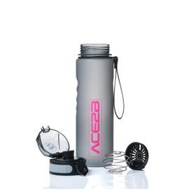 ace2b Water Bottle 600 ml Sports & Fitness with Shaker Ball for Protein Shakes + Strainer I Sports Bottle for Gym Bicycle Outdoor I Tritan BPA Free, Leak-Proof