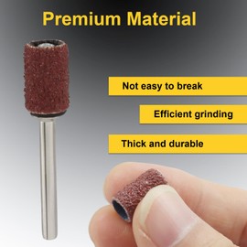 Aracombie 80 Grit 1/4" Sanding Drum Set 100pcs, Premium Aluminum Oxide Sleeves with Steel Mandrels for Rotary Tools, Hardwood & Metal Working