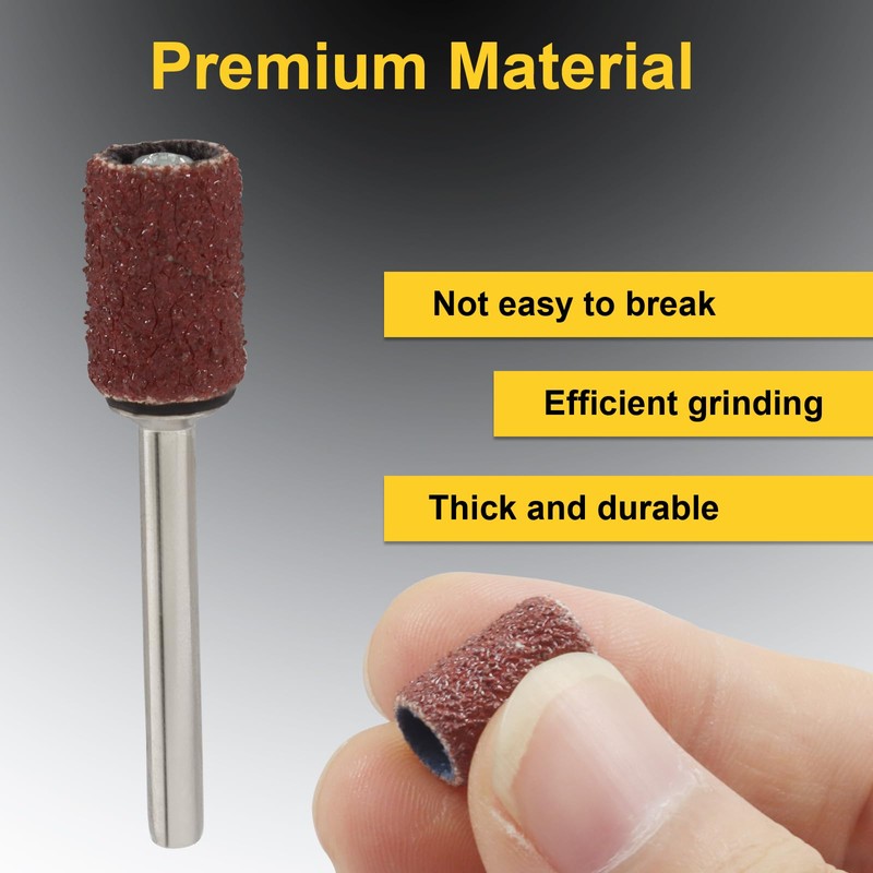 Aracombie 80 Grit 1/4" Sanding Drum Set 100pcs, Premium Aluminum