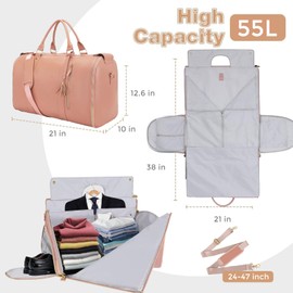 Bolsa de ropa para viajes, bolsa grande de piel sintética, 3 en 1 para colgar, bolsa de viaje de fin de semana, bolsas de viaje impermeables para viajes con bolsillo integrado para zapatos, regalos