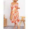 VAFADRESS Womens Summer Square Neck Ruffle Puff Sleeve Boho Elastic