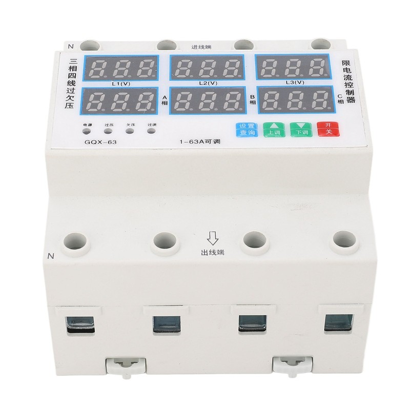 Over Under Voltage Protector 3 Phase 4 Wire Adjustable Voltage