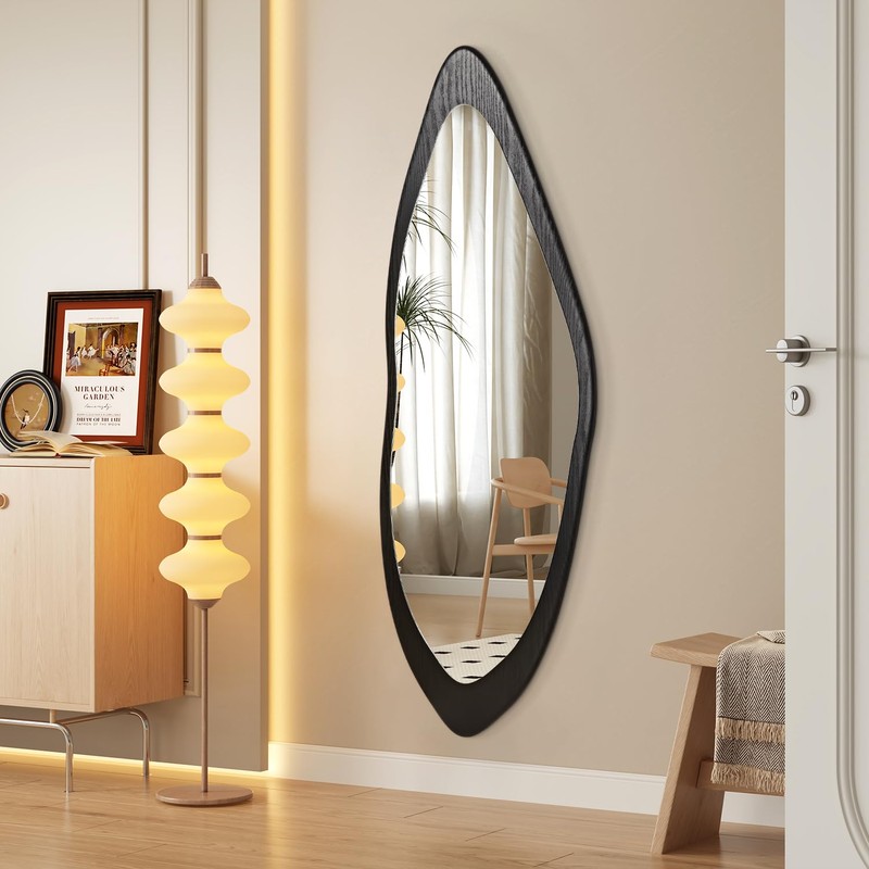 AAZZKANG Irregular Wall Mirror Full Length Large with Wood Framed