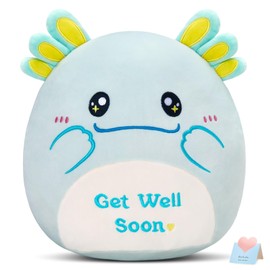 CozyWorld 12" Get Well Soon Axolotl Plush Pillow,Soft Axolotl Plushies,Get Well Axolotl Stuffed Animal,Kawaii Axolotl Plush Toy,Cute Salamander Plush Feel Better Gifts for Kids Women Men (Mint Green)