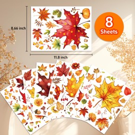 XZENTIRA, 8 Sheets Fall Window Clings, Fall Glass Window Clings, Fall Decorations for Home, Fall Leaves Window Stickers for Fall Decorations, Autumn Window Decor for Thanksgiving Decorations.