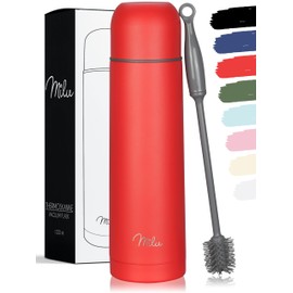 Milu Thermos Flask, Insulated Flask, 1 L, 750 ml, 500 ml, Insulated Stainless Steel Drinking Bottle, 100% Leak-Proof, Double Wall Insulation (Red, 1000 ml)