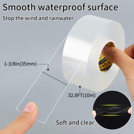 MILEQEE Window Seal Strip Tape for Winter Clear, 1-3/8in x 32.8FT, Weather Stripping Sealing Insulation Tape for Windows and Door, Window Frame Sealer Draft Blocker Doors Seals Strips, 0.5mm Thick