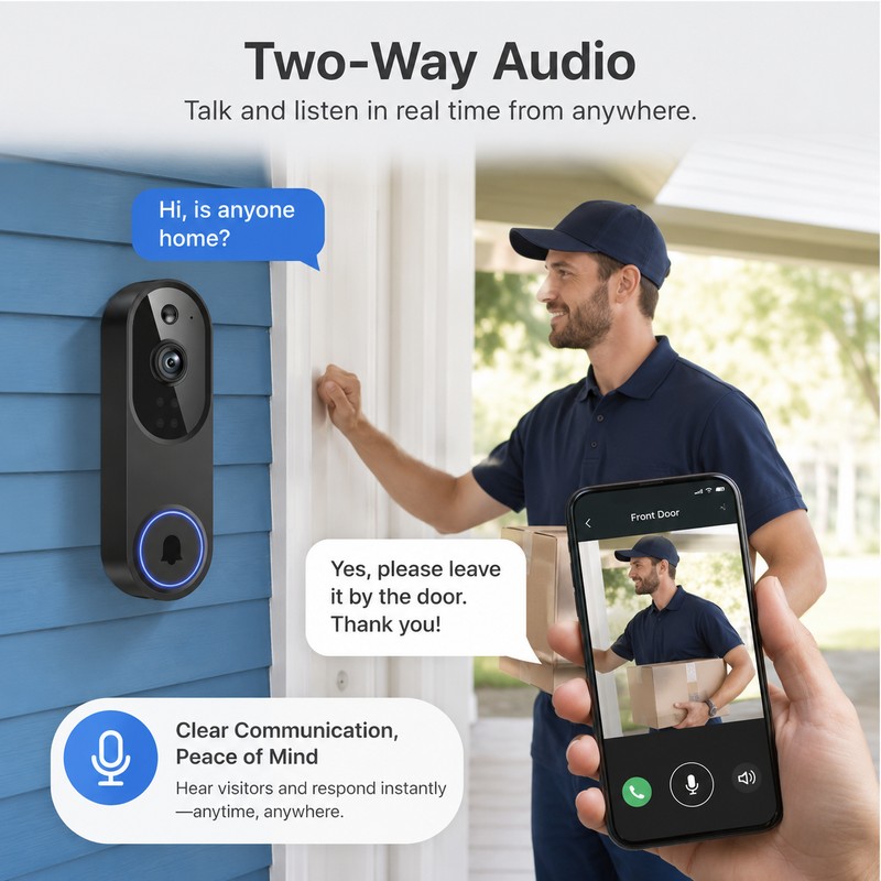 Wireless Video Doorbell Camera for Front Door Monitoring – 2.4G