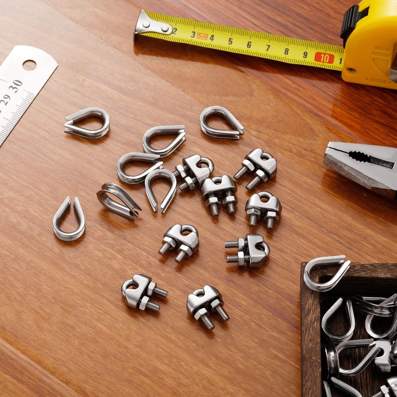 Demissle 100 Pcs 1/8'' Wire Cable Clamps Kit M3 Rope