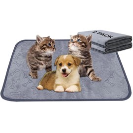 Qeils Washable Pee Pads for Dogs, 2 Pack Super Absorbent Reusable Puppy Pads Leakproof Dog Traning Pads, Waterproof Non-Slip Whelping Pad for Floor, Playpen, Crate, Couch- 36"*41" - Color: Gray-Bone 18''*24''(2 Pcs)