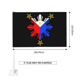 2 Pcs 12x18 Inch Philippines Car Flags Double Sided Printed Window Flags for Automobile Decoration (Flag Only No Flagpole) 1