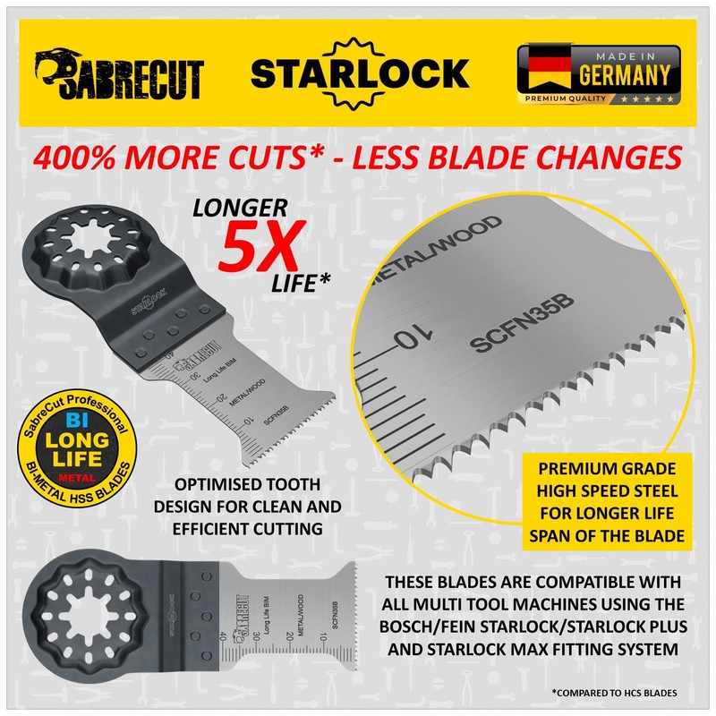 5 x SabreCut SCFN35B_5 35mm x 40mm Bimetal (BIM) Long