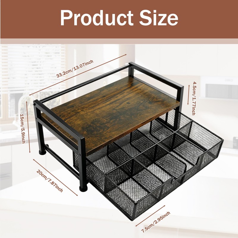 QTRQTR Tea Bag Organizer And Storage with Drawer Teabag Holder