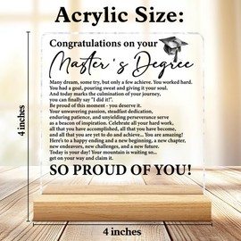 Masters Degree Graduation Gifts for Him Her, Congratulations on Your Masters Degree Clear Desk Decorative Sign Graduation Keepsake