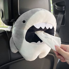 KLBX-M HEHW Car Tissue Case, Car Tissue Cover, Car Tissue Box, Plush, Animal, Cute, Cartoon, Fluffy, Hanging, Convenient, Car Storage (Shark)