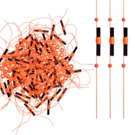 JSHANMEI Bobber Stopper for Fishing, 100 Pieces Non-Slip Bobber Stopper with Beads, Fishing Stop Knot for Fishing Line or Crappie Fishing, Saltwater Freshwater Fishing Accessories (Orange)