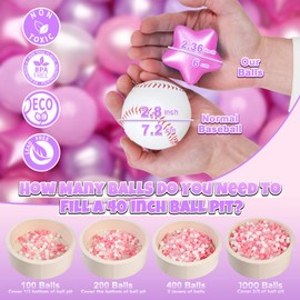 GOGOSO Ball Pits Balls Toddlers 50 100 200 500 Plastics Shape Ball Non-Phthalate Non-BPA Non-Toxic 2.2-Inch Crush Proof Play Balls, Star+Heart Balls,Pearl Pink+Purple,100pcs
