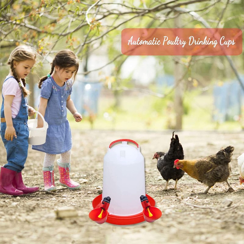Automatic Chicken Drinkers Waterers Upgraded - 10 Pcs Red Poultry