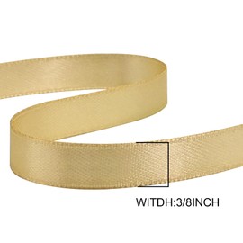 GTYBOVA Double Face 3/8 Inch x 50 Yards Gold Satin Ribbon 100% Polyester Multiple Colors Available Ideal for Gift Wrapping Crafts Wedding Decor