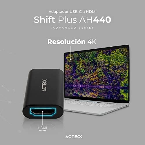 Adaptador USB Tipo C a HDMI Shift Plus AH440  Para Video Hasta 4k Macho a Hembra Negro Advanced Series