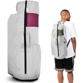 MAGNILAY Grey Large Expandable Yoga Mat Bags for Women and Men - Yoga Mat Carrier - Yoga bags and carriers fits all your stuff for Workout with Pockets and Adjustable Strap (32”L x 9” Diameter)