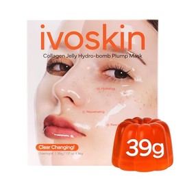 IVOSKIN Mascarilla Hidratante Collagen Jelly Hydro-Bomb Plump, 39 G X 4 Unidades. Mascarilla De Colágeno Real, Reafirmante E Hidratante Para Una Piel