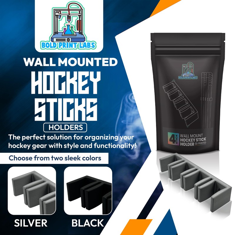 Bold Print Labs Wall Mount Hockey Stick Holder | Ice