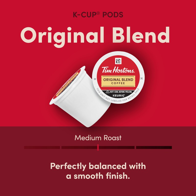 Tim Hortons Original Blend, Genuine Medium Roast Coffee, Single-Serve K-Cup