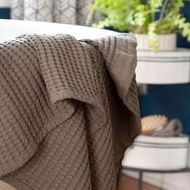 GILDEN TREE Waffle Towels for Bathroom Luxury Bath Towels, 100% Cotton Bath Towels, Quick Dry Towel, Thin Super Absorbent Lint Free Shower Towels, Bath Towels Set of 2, Modern Style (Stone)