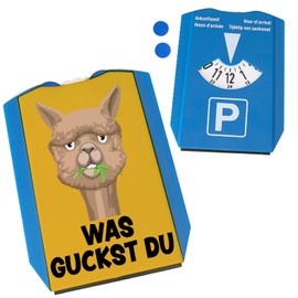 Was guckst du parking disc with funny alpaca funny parking meter, StVO-compliant with cute motif on the back to keep people away from your car