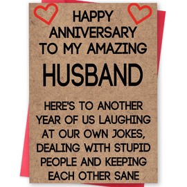 Ziwenhu Anniversary Card for Husband,Happy Wedding Gifts from Wife,Cool Aday Card for Husband Boyfriend Fiance,Anniversary Greeting Cards for Him